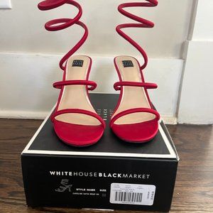 White House Black Market Red Satin Wrap High Heel Sandals – Size 9